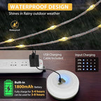 2Pack Camping String Lights, 4 in 1 Quick Storage 32.8FT Rechargeable Tent Lights with 6 Modes Hanging Waterproof Camp Lamp Camping Essentials for AwnTent Hiking Garden Bedroom Festival (Warm White)
