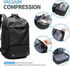 Kuvictewl Vacuum Backpack for Travel, 60L Expandable Travel Backpack with Vacuum Compression Seal System, Water Resistant, TSA Lock, Carry-On Suitcase Luggage - Pump Included