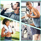 Insulated Water Bottle - 32oz 40oz 64oz Water Bottles with Straw & Spout Lids, Carrier Bag, Paracord Handle and Flask Boot, Reusable Stainless Steel Water Bottle, Metal Canteen Mug for Work