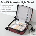 Hanke 14 Inch Underseat Carry On Luggage with Wheels Hard Shell Suitcases Lightweight Small Luggage for Weekender Mini Suitcase Carry On Bag Travel Luggage for Travel Rolling Suitcase.(Burgundy)