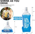 Collapsible Soft Flask Water Bottle, TPU Soft Folding Flexible Water Bottles for Hydration Pack/Running Vest, BPA/PVC Free, Ideal for Running Hiking Cycling Climbing (250ml)