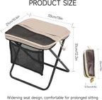 13 x 10.6 Inch Portable Folding Camping Stool, Metal Frame with Storage Mesh, Small Folding Stool for Adults Lightweight Outdoor Seating for Camping Fishing Hiking BBQ Hold Up to 265 LBS (Khaki)