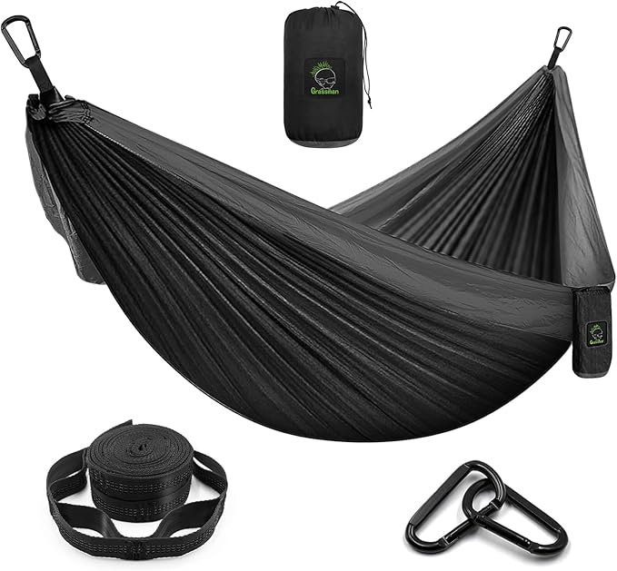 Grassman Camping Hammock Double & Single Portable Hammock with Tree Straps, Lightweight Nylon Parachute Hammocks Camping Accessories Gear for Indoor Outdoor Backpacking, Travel, Hiking, Beach