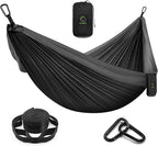 Grassman Camping Hammock Double & Single Portable Hammock with Tree Straps, Lightweight Nylon Parachute Hammocks Camping Accessories Gear for Indoor Outdoor Backpacking, Travel, Hiking, Beach