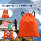 5-Pack Waterproof Drawstring Backpacks, Soccer-Texture Oxford Fabric, 16.9" × 13.8", Lightweight 0.20 lb Each, No Eyelets, Gym & Marathon Gear Sacks(Orange)