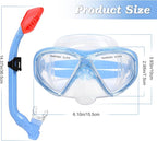 Kids Snorkel Set Dry Top Snorkeling Gear for Kids Youth Boys Girls Junior Age 5-15,Tempered Glass Swimming Diving Mask and Snorkel Set 180 Degree Panoramic View