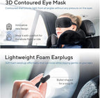Travel Blanket Luxury Travel Set - Ergonomic Airplane Neck Pillow 100% Pure Memory Foam and Super Soft Fleece Blanket - Premium 3D Sleep Mask & Earplugs - Ultimate 4-in-1 Traveling Kit Black