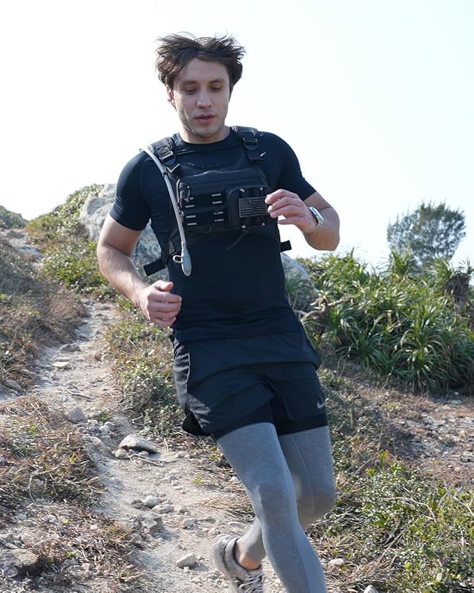 Running Vest with 2L Water Bladder, USA Original Patent, Lightweight Adjustable Chest Pack with Gear Holder, Reflective Running Hydration Vest for Women Men for Marathon