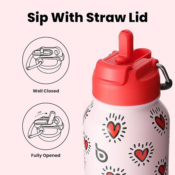 BOTTLE BOTTLE 32oz Insulated Water Bottle Stainless Steel Sport Water Bottle with Straw Dual-use Lid Design for Gym with Pill Box