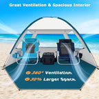 COMMOUDS Beach Tent Sun Shade for 3/4-5/6-7/8-10 Person, UPF 50+ Beach Sun Shelter Canopy Tent, Lightweight, Easy Set Up and Carry