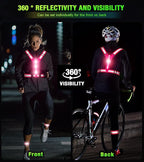 Led Light Up Running Vest Reflective Vest for Runners Night Walking, Rechargeable LED Reflective Running Vest High Visibility with Adjustable Waist/Shoulde, Reflective Armband for Women Men