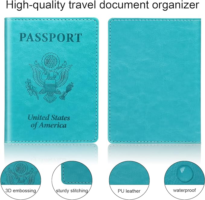 Turquoise & Pink Passport Holder, Cruise Essentials Passport Wallet Cover Case for Family Women Men, Travel Must Haves Passports Book Protector | Cruise Essentials, for Family, Travel Must Haves