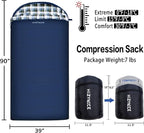 0 Degree Sleeping Bag 100% Cotton Flannel XXL for Adults Big and Tall Cold Weather Winter Zero Degree Camping,Free Compression Sack