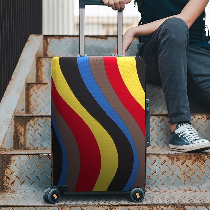 Adorila Travel Luggage Cover Suitcase Protector - Elastic Washable Protective Cover for Suitcase, Colorful Wave Pattern, Size XL