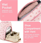 BLUBOON Duffle Bag Girls Kids Cute Gym Bag with Shoes Compartment & Wet Separation Waterproof Sports Overnight Travel Bag
