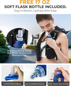 Running Vest for Women Men, Lightweight Hydration Runner Vest with Transparent Waterproof Phone Pocket, 17oz Soft Flask, Adjustable Chest Straps Reflective Backpack for Hiking Cycling Jogging