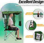 BDL Camping Chair with Canopy Shade Portable Folding Beach Chairs with Cooler, Mesh Backrest, Cup Holder, and Pocket for Camping, Fishing, Beach, and Sports,Green