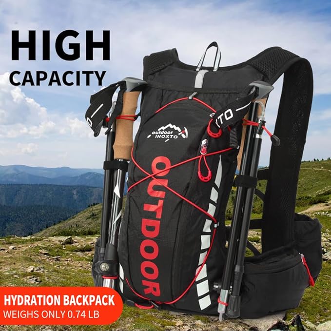 Hydration Pack Backpack，IX INOXTO Running Hydration Vest with 1.5L ( 50 oz) Water Bladder for Men Women，Lightweight Water Backpack for Hiking Cycling Climbing Camping