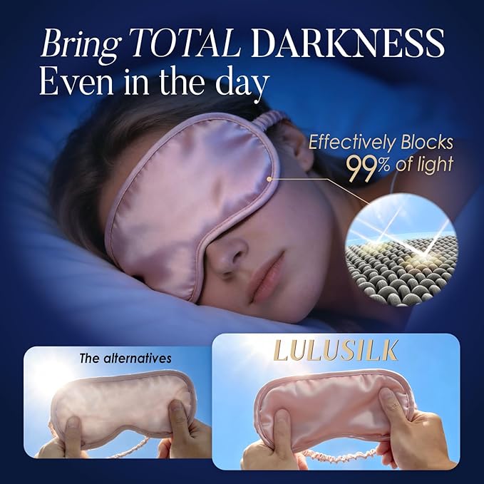 Breathable Silk Sleep Mask Blindfold, Elastic Blackout Eye Cover Headband for Sleeping Nap Travel Time, Peacock Blue, 1 Pack