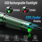 Rechargeable Flashlights High Lumens, G1000 Super Bright Flash Light, Small Zoomable LED Flashlight with 3 Lighting Modes, Portable Tactical Flashlight for Camping Essentials (Battery Included)-Green