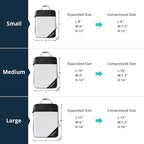 3 Set Compression Packing Cubes for Travel - Compressible, Lightweight, and Space-Saving Packing Cubes, Travel Essentials for Women, Black