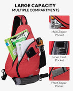 WATERFLY Sling Bag Crossbody Backpack: Over Shoulder Daypack Casual Cross Chest Side Pack (Large, Red)