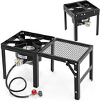 ROVSUN Portable Propane Gas Stove with Detachable & Foldable Side Rack, Single Burner Camp Stove Cooker for Outdoor Backyard Cooking, Camping, Tailgating, Canning, Frying Turkey & Boiling Seafood