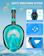Zenoplige Full Face Snorkel Mask Adults,Dry-Top Snorkeling Gear with Camera Mount,Foldable 180-Degree Panoramic Scuba Mask for Snorkeling Diving Swimming Travel,Snorkel Mask Anti-Fog & Anti-Leak