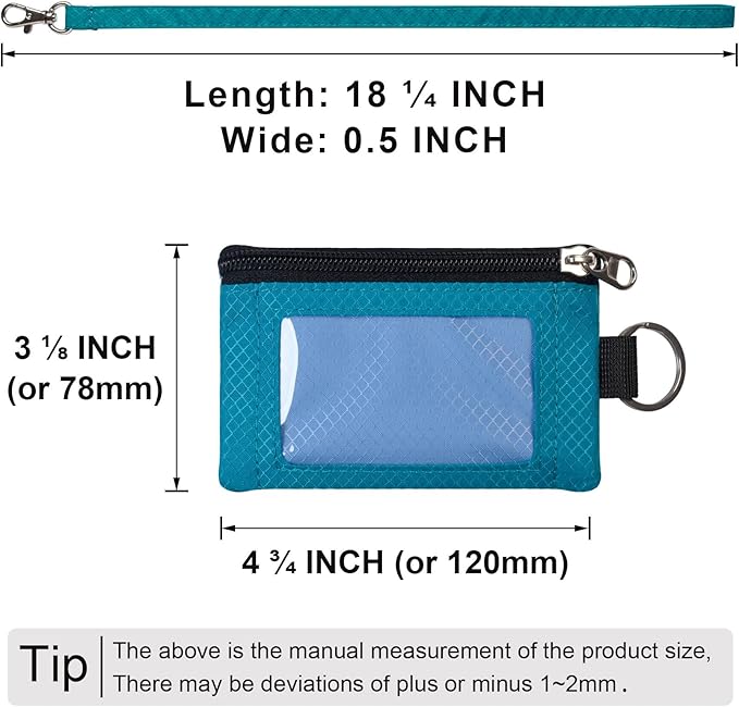 Minimalist RFID Blocking Small Wallet with ID Window,WaterResistant Zip Id Case Wallet with Lanyard Keychain for Cards,Cash,Travel,Women,Men