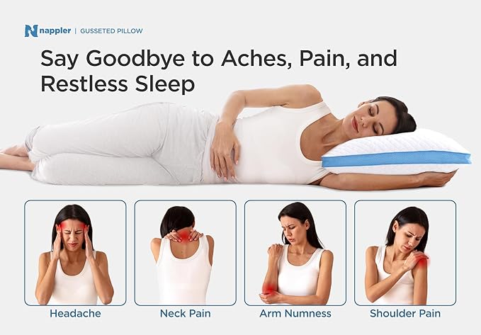 Side and Back Sleeper Pillow for Neck and Shoulder Pain Relief - Shredded Memory Foam Bed Pillow for Sleeping - 100% Adjustable Fill - Queen Size - Modal Washable Case. Extra Fill Included