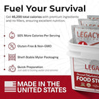 Legacy Food Storage Gluten Free 120 Serving Bucket, Emergency Food Supply, 46,200 Total Calories, 120 Large Servings, Shelf Stable Lunch & Dinner Entrees, Freeze Dried Survival Meals for MRE Camping, Hiking, & Backpacking