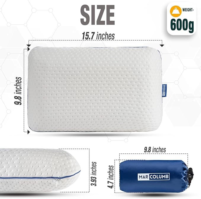 Travel & Camping Comfortable Memory Foam Pillow – Easy to Carry Portable Bag – Temperature Regulating Pillow Case - Perfect for Travelling (White)