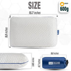 Travel & Camping Comfortable Memory Foam Pillow – Easy to Carry Portable Bag – Temperature Regulating Pillow Case - Perfect for Travelling (White)