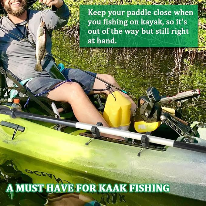 Kayak Paddle & Fishing Net Holder - Track Mount Accessories for Canoe, Paddle Board