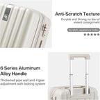 Hanke Expandable Hardshell Luggage Sets 3 piece Carry on Luggage with Wheels Suitcases Lightweight Checked Travel Luggage Rolling Large Suitcase Travel Luggage Bag Woman Men 20/24/29 Inch(Ivory White)