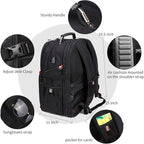 SHRRADOO Extra Large 50L Travel Laptop Backpack with USB Charging Port, College High School Backpack Airline Approved Business Work Bag Fits 17 Inch Computer for Men Women