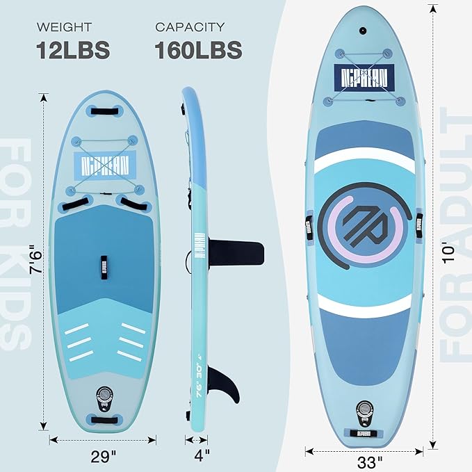 Niphean（Ultra-Light）Inflatable Paddle Board with (Beginner Friendly) StabilTrac Fin and Durable SUP Accessories, 10' Stand Up Paddle Boards for Adults & Youth, Versatile Yoga Paddle Board, Gift Ideas