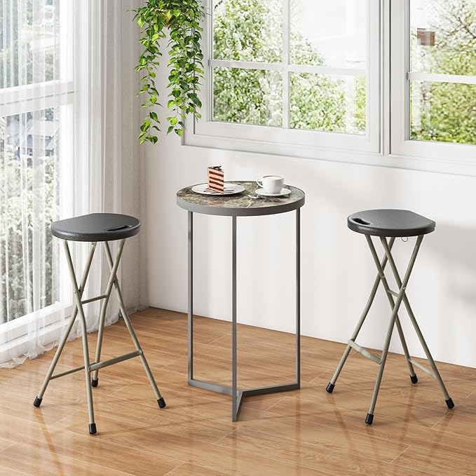 Goplus Folding Stool, 4 Pack 28 Inch Foldable Camping Seat for Adults with 550 lb Capacity, Portable Plastic Fold up Round Stool with Handle for Fishing Hiking Gardening BBQ