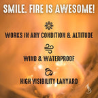 Ferro Rod Fire Starter Drilled Flint and Steel Survival Tool Kit with High Visibility Paracord Lanyard and Weatherproof Striker