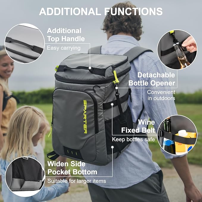 Backpack Cooler Insulated Leak Proof 33/49 Cans, 2 Insulated Compartments Thermal Bag, Portable Lightweight Beach Travel Camping Lunch Backpack for Men and Women