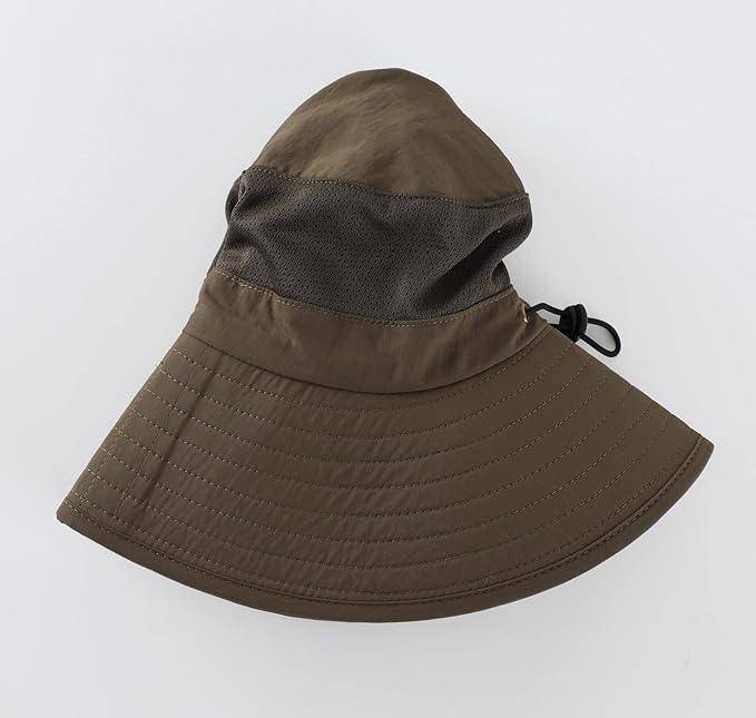 Home Prefer Outdoor UPF50+ Mesh Sun Hat Wide Brim Fishing Hat with Neck Flap Sun Hat for Men Women