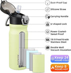BJPKPK Insulated Water Bottle 18oz Stainless Steel Water Bottles With Straw And Carry Handle Double Wall Metal Thermo,Macaron Green
