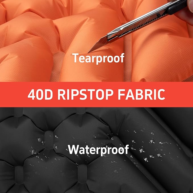 Camping Sleeping mat and Inflatable Pillow - Set, Portable, Ultra-Light, Thickened, Quick to inflate in 30s, can be Spliced. Suitable for Backpacking, Hiking, Camping and Other Scenes