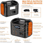 Portable Power Station, 299Wh LiFePO4 Backup Battery 300W Pure Sine Wave AC (600W Peak) Car Outlets PD 60W QC3.0 Solar Generator Power Bank for Camping, Emergency, CPAP