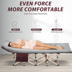 Folding Camping Cot for Sleeping, Portable Cots for Adults, Heavy Duty Cot Bed 550LBS(Max Load), Extra Wider Cots with Large Pocket for Outdoor, Office, Beach