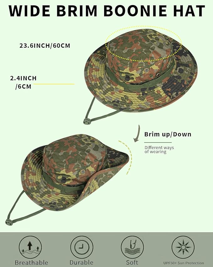 Sun Hats for Men Women Bucket Hat UPF 50+ Boonie Hat Foldable UV Protection Hiking Beach Fishing Summer Safari