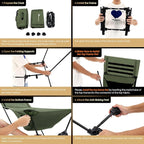 MOON LENCE Oversized Camping Chair for Adults, Height Adjustable High-Back Folding Camping Chair with 400 lbs Capacity, Hidden Pillow Pocket and Wide Seat for Camping, Hiking, Picnics, Green