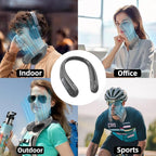 Portable Neck Fan,Personal Wearable Bladeless Fan,LED Display,4-Speeds,6000mAh USB Rechargeable,360° Strong Cooling Wind,Hands Free,Long Lasting,Birthday Gifts for Men Women Dad Mom (Dark grey)