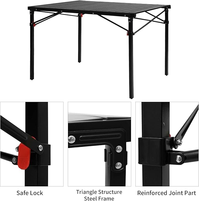 KingCamp Lightweight Compact Folding Camping Table,Stable Aluminum Alloy Folding Roll up Table for 4-6 Person for Picnic, Camping, Barbecue and Party,Portable Multifunctional Table with Carry Bag