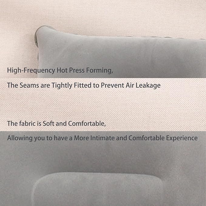 2 Pack Gray Ultralight Inflatable Pillow Small Squared Flocked Fabric Air Pillow for Hiking, Camping, Traveling, Napping, Desk Rest, Neck & Lumbar Support